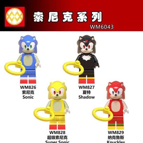 WM6043 Sonic The Hedgehog Shadow Super Sonic Knuckles - Action Figure Brick