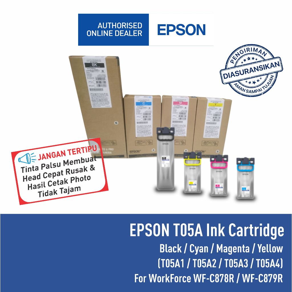Tinta Catridge EPSON WFC-878R 878R T05A 05A T05A1 T05A2 T05A3 T05A4
