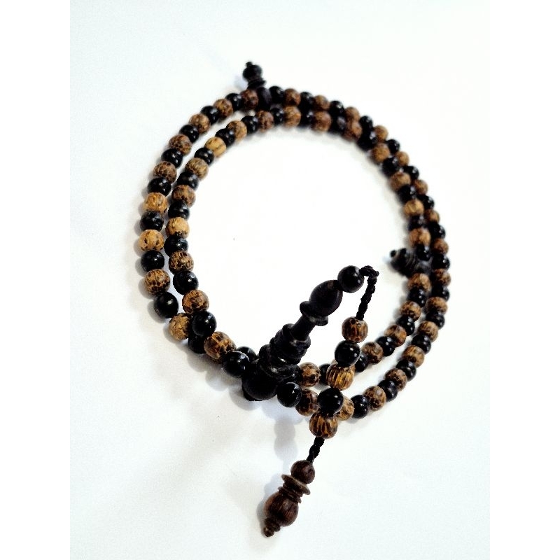 Tasbih Kayu Kelorhitam Dan Liwung 99 butir / Tasbih Kombinasi Kelor Hitam Dan Liwung