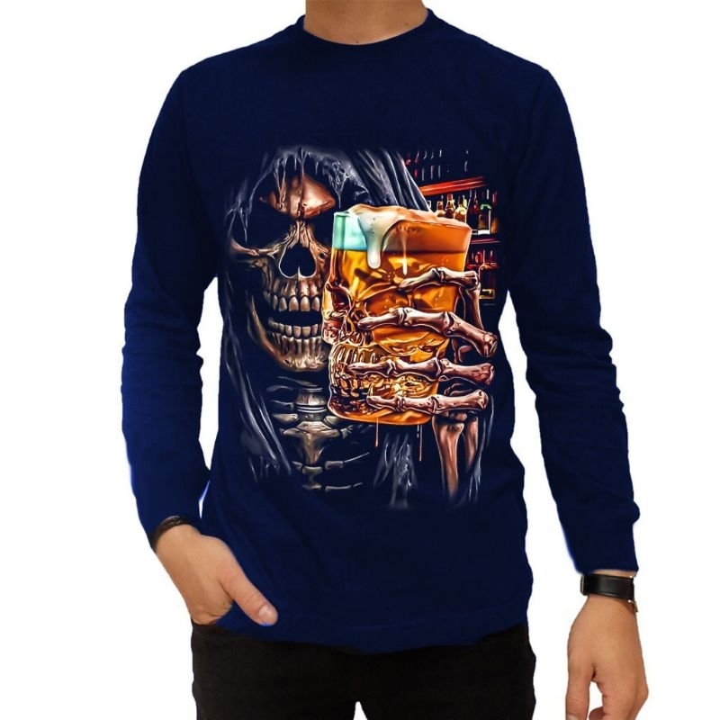 Kaos Distro Pria Lengan Panjang Beer Tengkorak Keren Terbaru Baju Pria Kekinian Termurah Terlaris 20