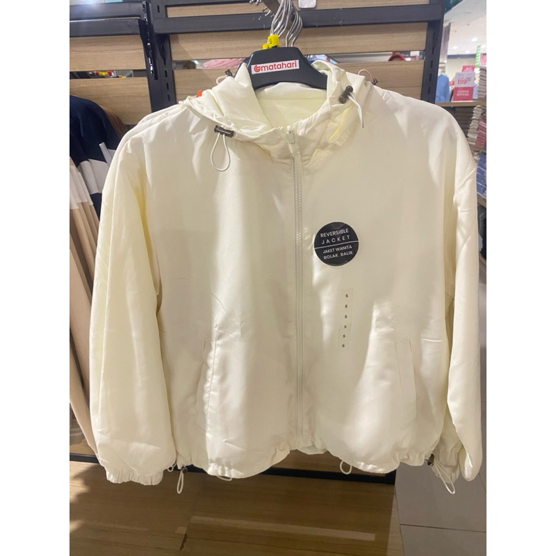 NEVADA jacket parasut wanita bolak balik motif polos bahan dingin