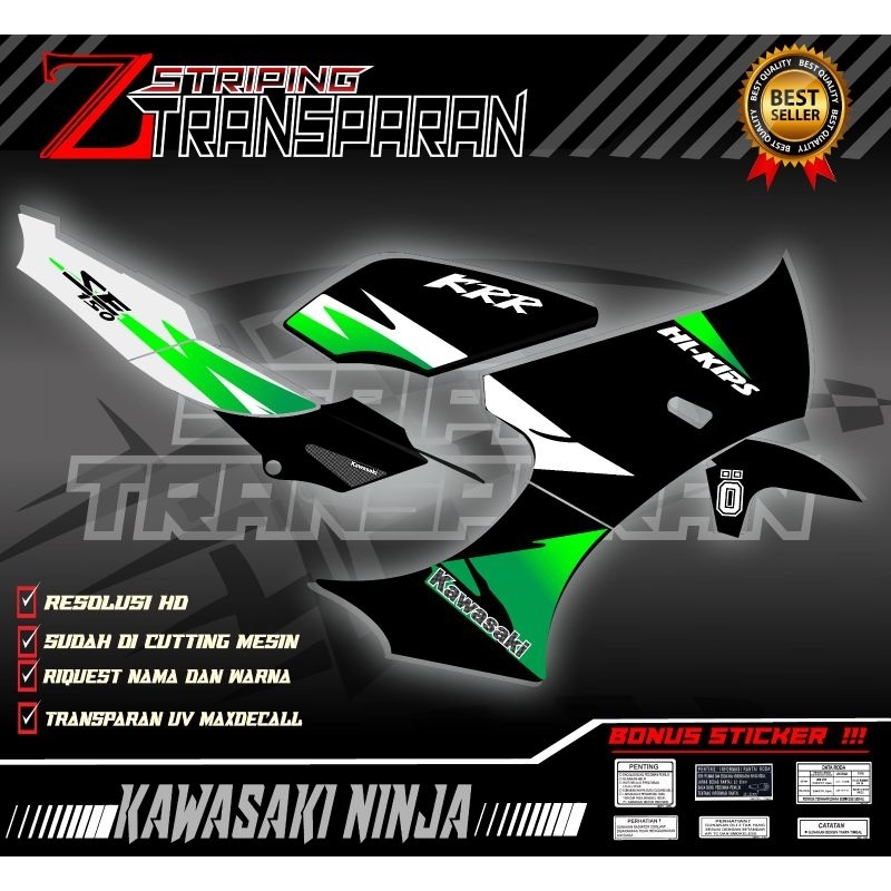 Striping Ninja KRR SSR Hitam custom transparan UV MAXDECAL kr10 bisa request