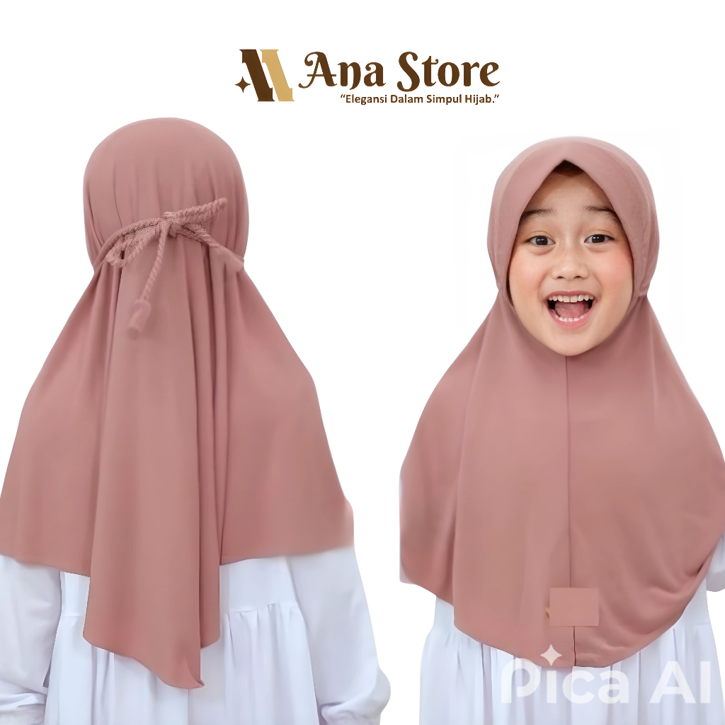 Maf Hijab Tali Ropel anak - Jilbab Anak Tk MiIea Hijab Anak Tali Belakang Tali Ulir 3-8 Thn