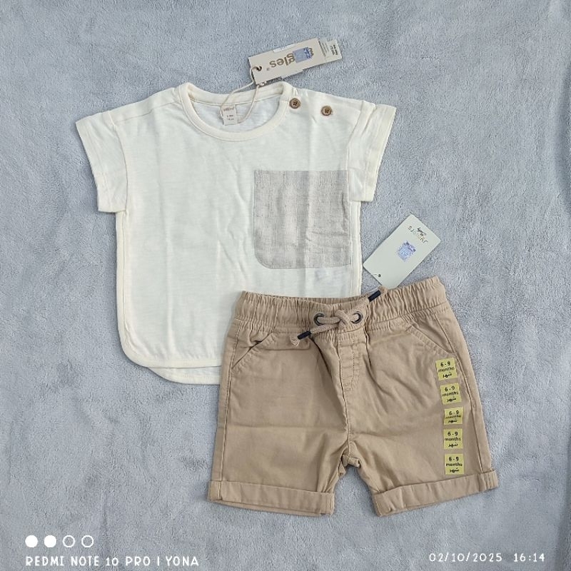 NEW BABYSHOP SALE MIX GIGGLES SOLID T-SHIRTS & JUNIORS SOLID SHORTS WITH DRAWSTRING 6-9M