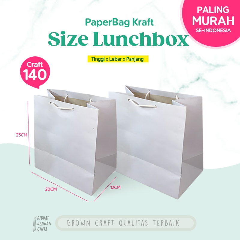 (LINER) Paper Bag Putih BOX HAMPERS / Paper Bag Kado Packing Makanan, Kue / Papper Bag Polos Kertas