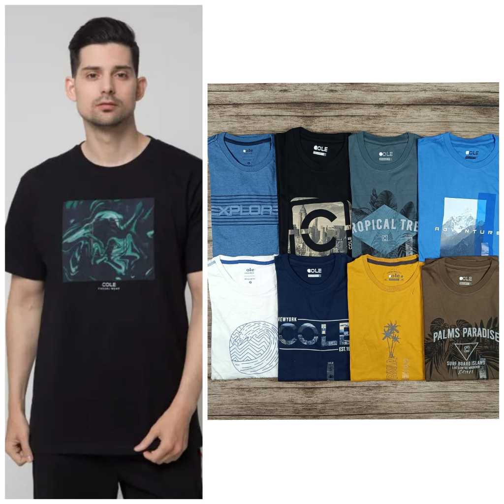 COLE ORIGINAL CORET LABEL kaos oblong sablon dewasa cowok baju atasan bapak laki laki remaja katun m