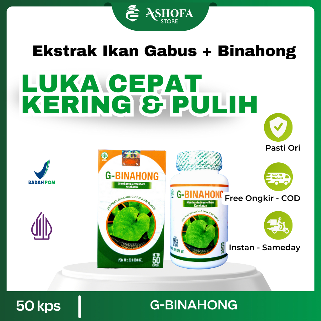 Pengering Luka Operasi GBinahong Ekstrak Ikan Kutuk Plus Binahong 50 Kapsul