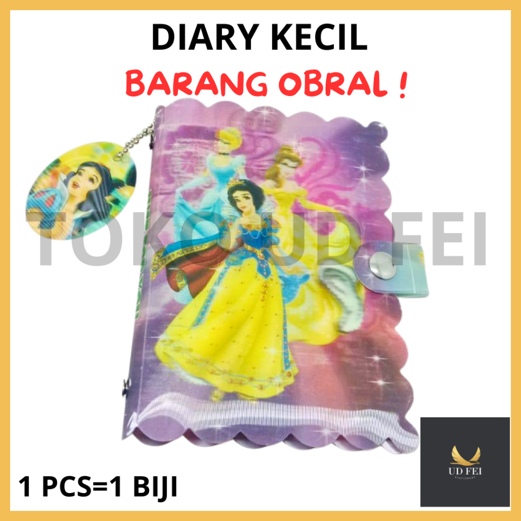 

(OBRAL / 1PCS= 1 BIJI= PRINCESS UNGU) Diary kecil/ diary fancy / dairy kecil/ diary princess UNGU/ DIARY A7