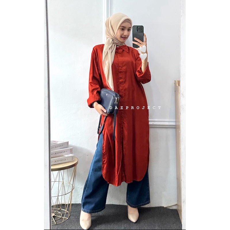 Marsya Tunik Rayon Polos Rayon Twill Kemeja Tunik Polos LD 120 by DAZPROJECT