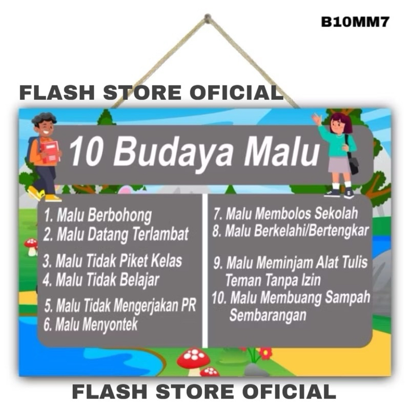 COD ☑️ Hiasan dinding Poster 10 BUDAYA MALU gantungan sekolah kelas edukasi anak