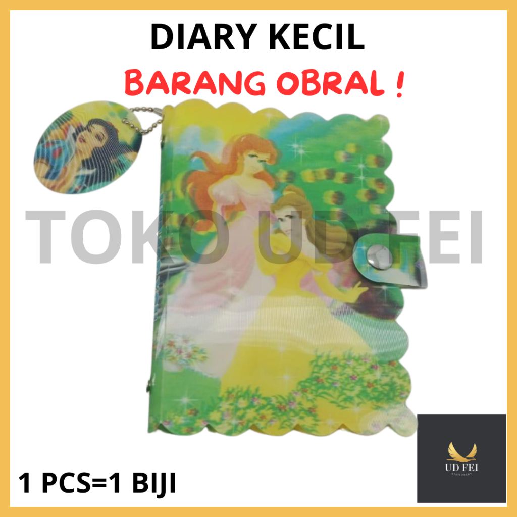

(OBRAL / 1PCS= 1 BIJI= PRINCESS HIJAU) Diary kecil/ diary fancy / dairy kecil/ diary princess UNGU/ DIARY A7