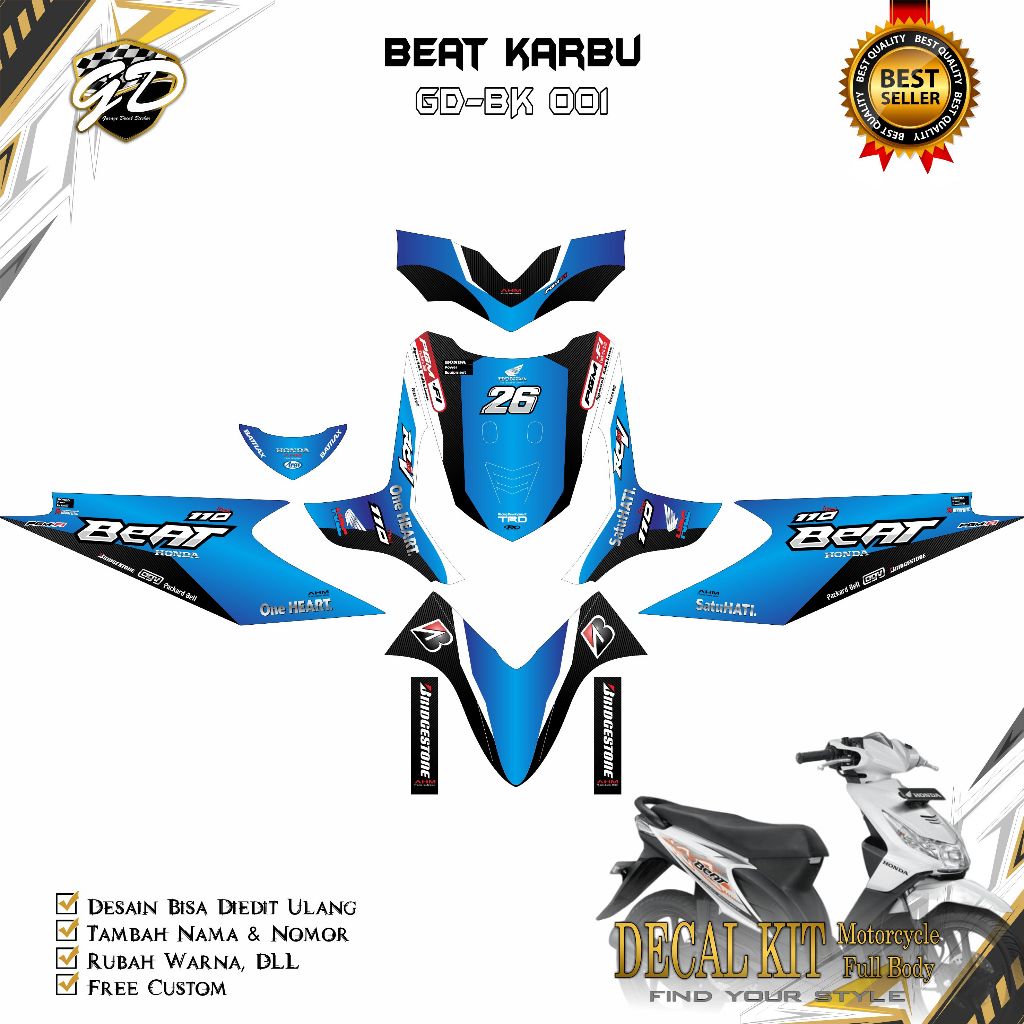 Decal Beat Karbu Full Body Stiker Decal Beat Karbu Full Body 2008 2009 2010 2011 2012 GD-001