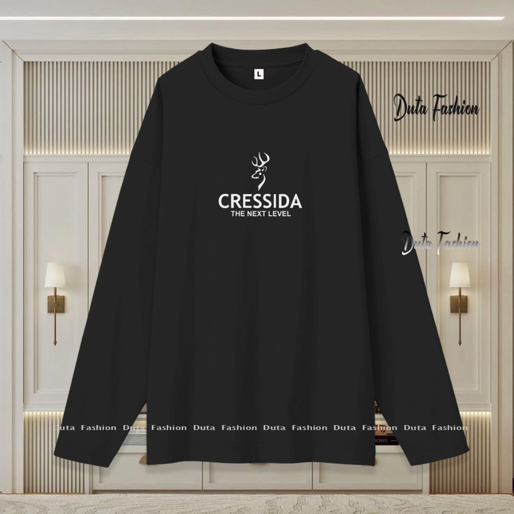 T Shirt Kaos Distro Lengan Panjang Cressida Premium Text Putih Distro Lengan Pendek Baju Unisex