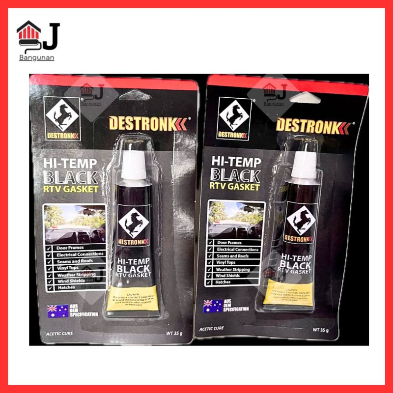 Lem Autosealer hitam DESTRONK HI TEMPT Black - Lem Karet Fleksibel Besi Kaca Mobil Sepeda Plastik Ke