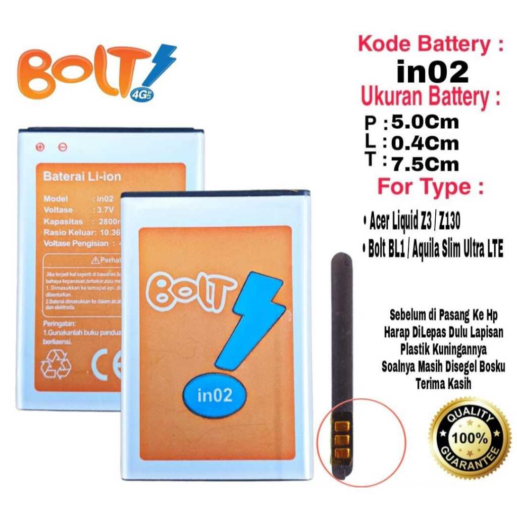 Baterai Original Modem Mifi BOLT Aquila Slim Ultra 4G LTE iN02 BL1 inO2 Acer AP32 Liquid Z3 Z130