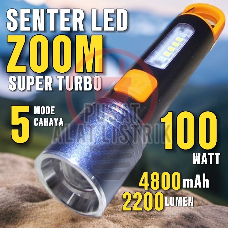 SENTER TANGAN LED ZOOM 100 WATT 100W COB LED CHIP ZOOM SUPER TURBO 100 W WATT