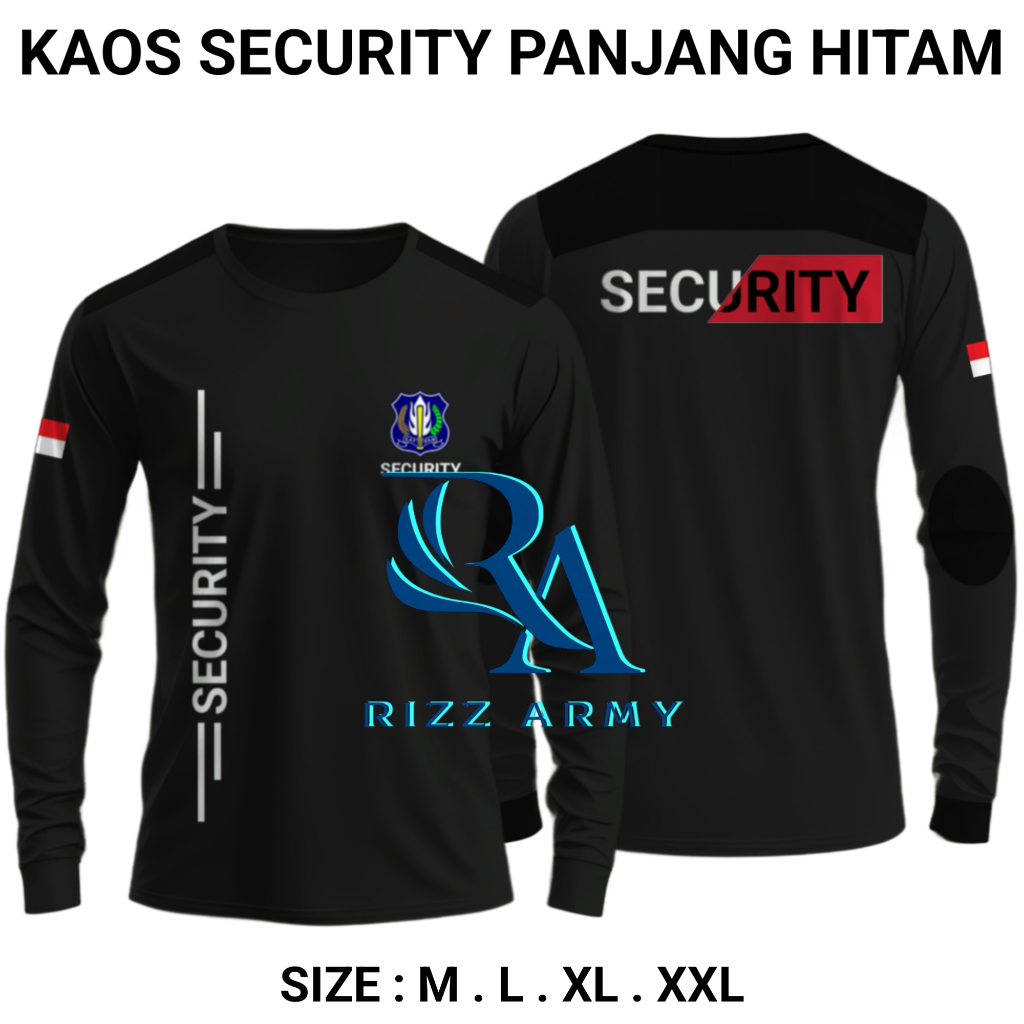 Kaos Satpam Security Lengan Panjang Hitam Terbaru 2025