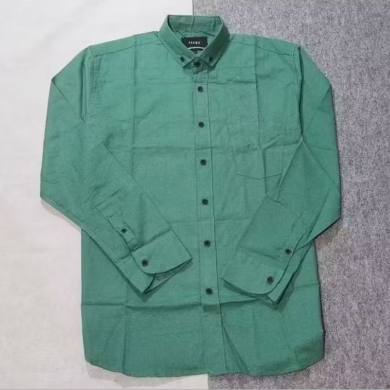 KEMEJA POLOS PRIA HIJAU WARDAH PANJANG | KEMEJA COWO HIJAU TOSCA