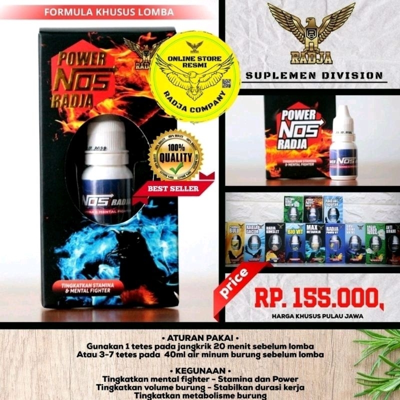 POWER NOS RADJA -VITAMIN MURAI BATU - SUPLEMEN MURAI BATU KHUSUS BURUNG MURAI BIKIN BURUNG TAMBAH GA