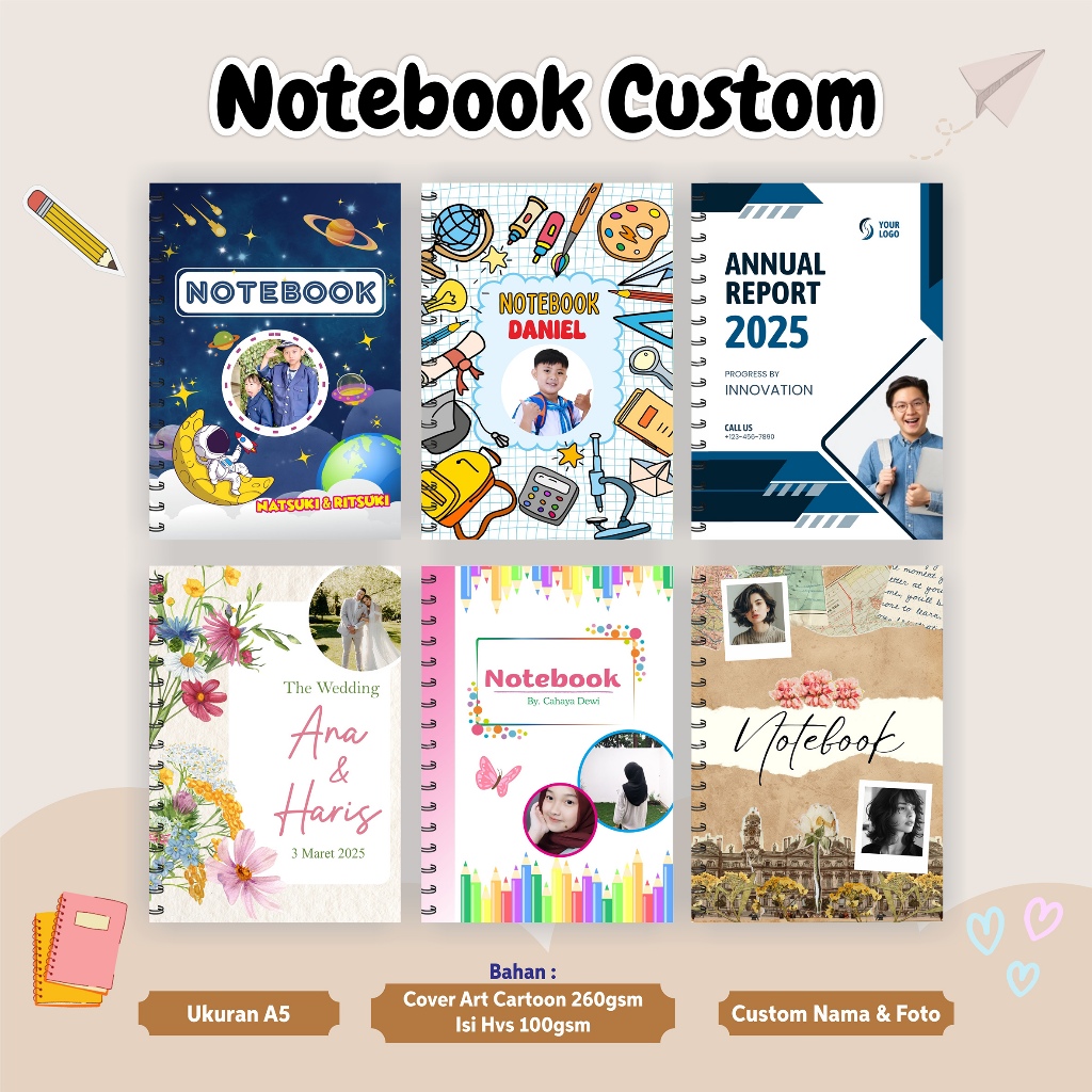

NOTEBOOK CUSTOM RING/SPIRAL ISI POLOS 100 LEMBAR PREMIUM FREE DESAIN