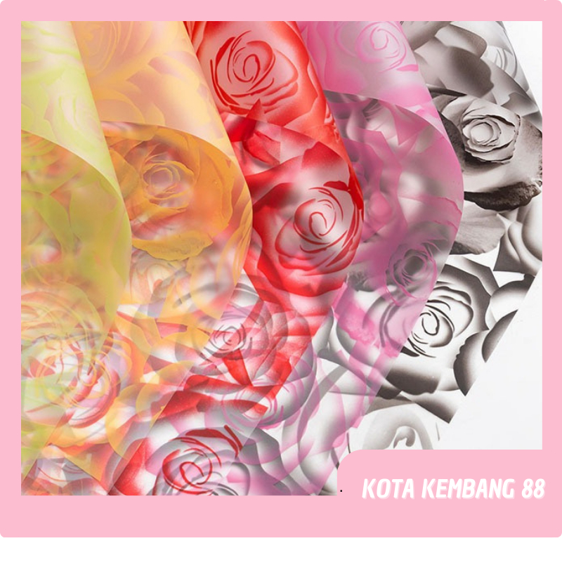 

Flower Wrapping Paper Motif Mawar Brokat Kertas Buket Bunga Mawar Cellophane KB051