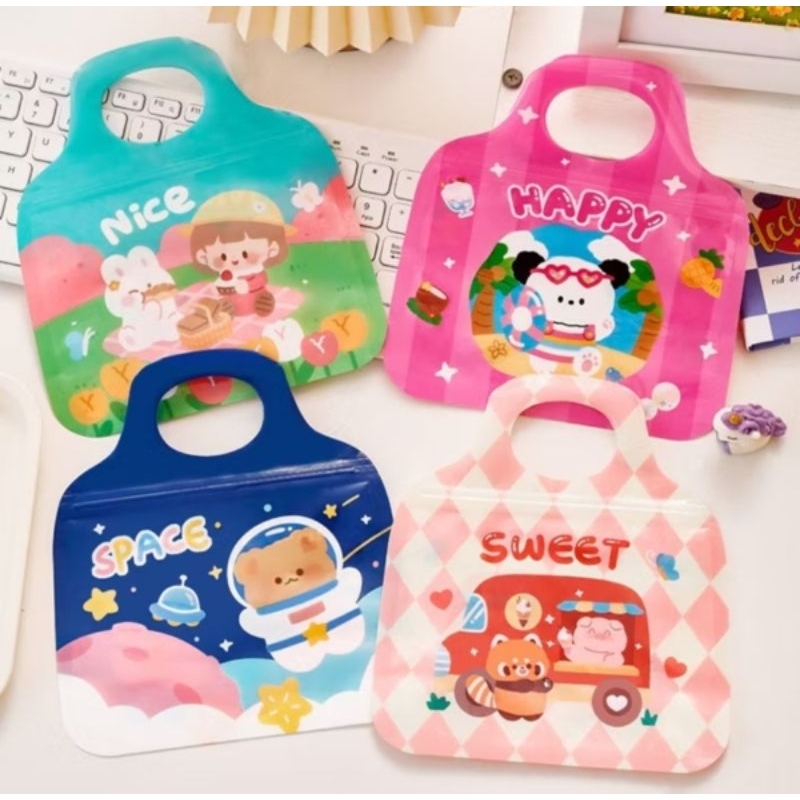 

La Felicia Goodie Bag Plastik Zipper Tenteng/Ziplock 20x18gm Tas Mini Bingkisan Hampers Permen Snack