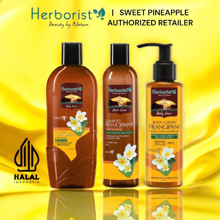 PAKET PERLENGKAPAN MANDI HERBORIST FRANGIPANI BODY WASH - SHAMPOO - BODY LOTION