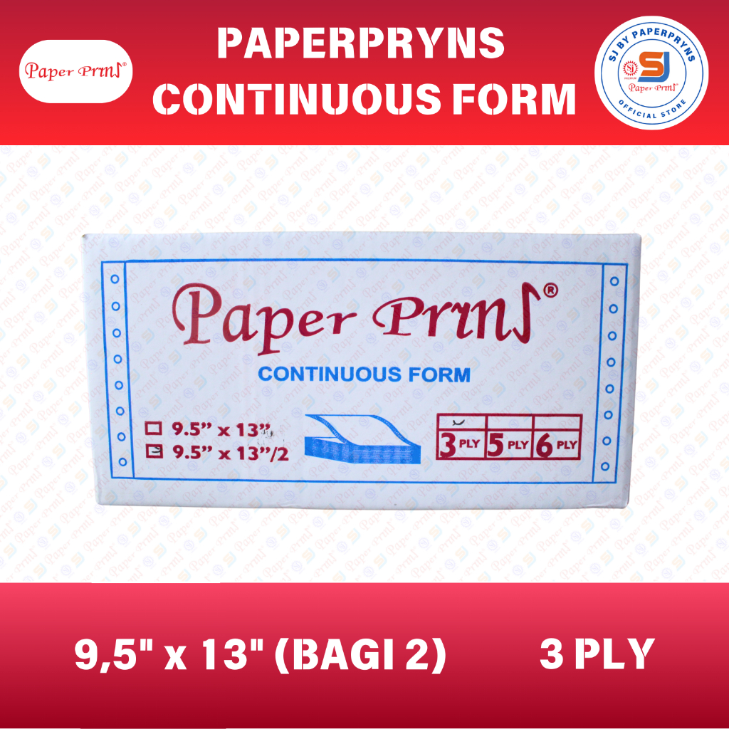 

PAPERPRYNS Continuous Form 9,5" × 13/2" (BAGI 2) - 3 PLY - NCR Sheets