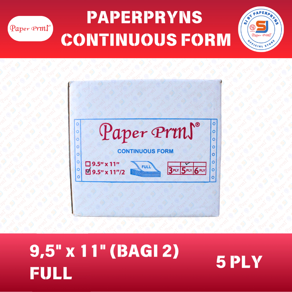 

PAPERPRYNS Continuous Form 9,5" × 11/2" (BAGI 2) - 5 PLY FULL - NCR Sheets