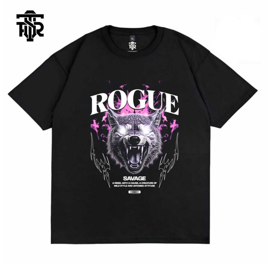 Tshirt Baju Kaos Distro Pria Wanita Streetwear Cotton Combed 24s Wolf Black Tees Firasat Merch