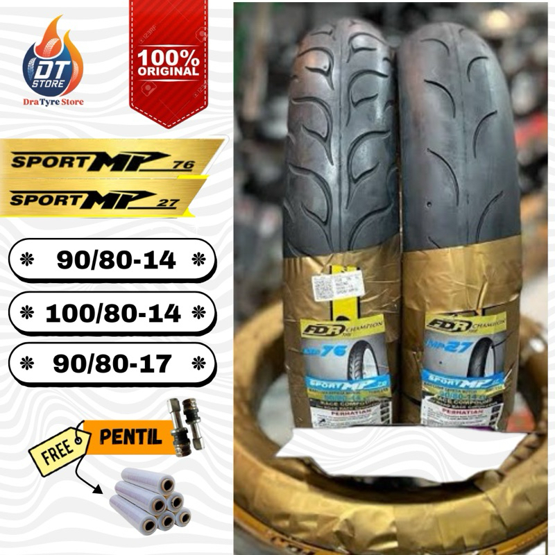 Ban FDR Mp27 Mp76 Ring 14/17 Softcompond Tubeless (90/80 & 100/80) Untuk Motor Vario, Beat, Mio dll