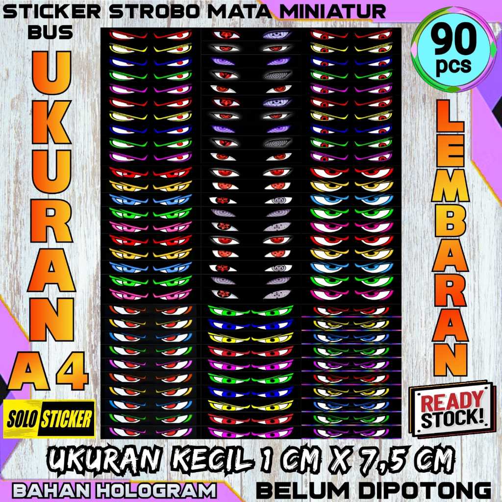 

Isi 90 pc Stiker Strobo Mata Kedip Bus Lembaran Bahan Hologram Anti Air