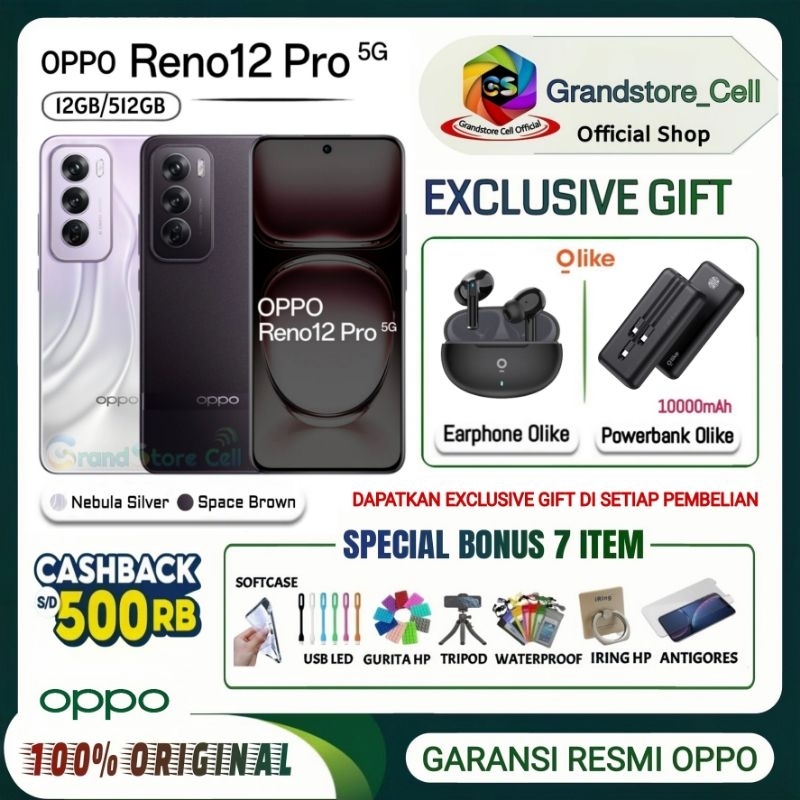 OPPO RENO 12 PRO 5G RAM 12/512GB | OPPO RENO12 PRO 5G GARANSI RESMI OPPO INDONESIA