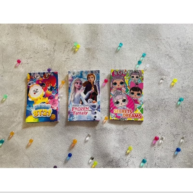 Notebook Spiral Mini Warna Karakter Kartun Mainan Edukasi Anak