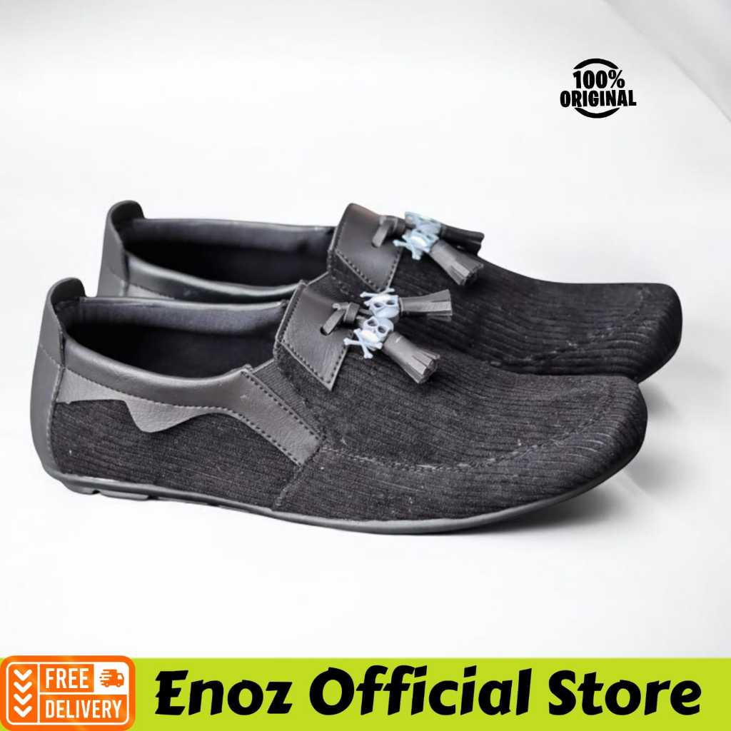 Sepatu Slip On Hitam Pria Casual Kanvas Slop Loafers Pansus Original Keren Modis Ringan Pria