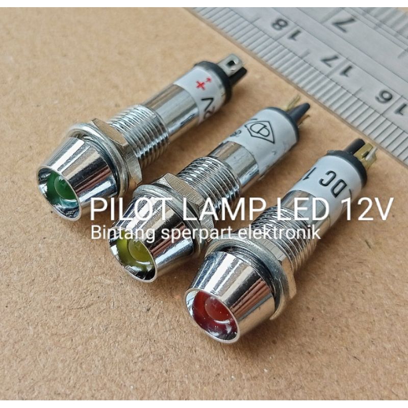 (1Buah) PILOT LAMP LED 12V BESI DRAT 8mm PILOT LAMP 12V LED BESI LAMPU LED 12V PILOT LAMP 12 VOLT