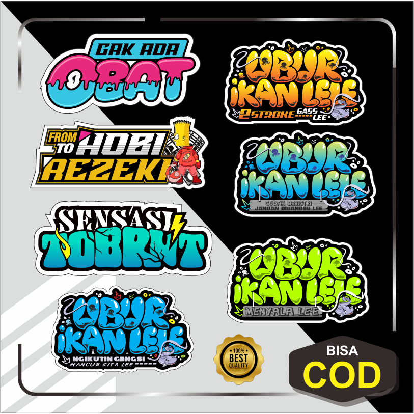 

STIKER VIRAL KATA KATA KEKINIAN /UBUR-UBUR IKAN LELE /STIKER HOLOGRAM/ UV DTF