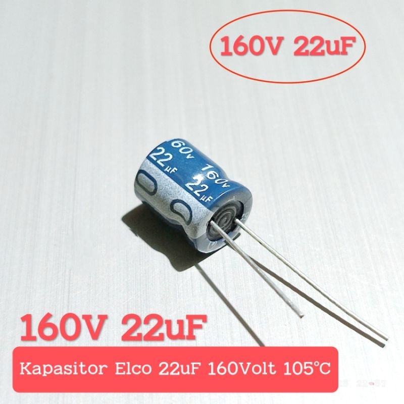 CAPASITOR ELCO 160V 22UF 105° RANDOM