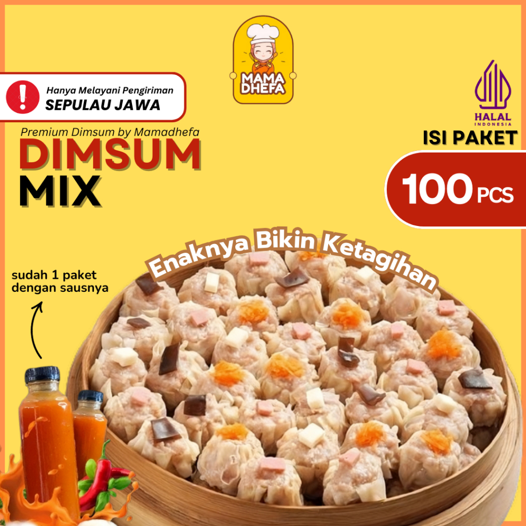 

Dimsum Isi 100 pcs Halal dengan Saus (Frozen/Fresh) PREMIUM Dimsum Mamadhefa Dimsum Ayam