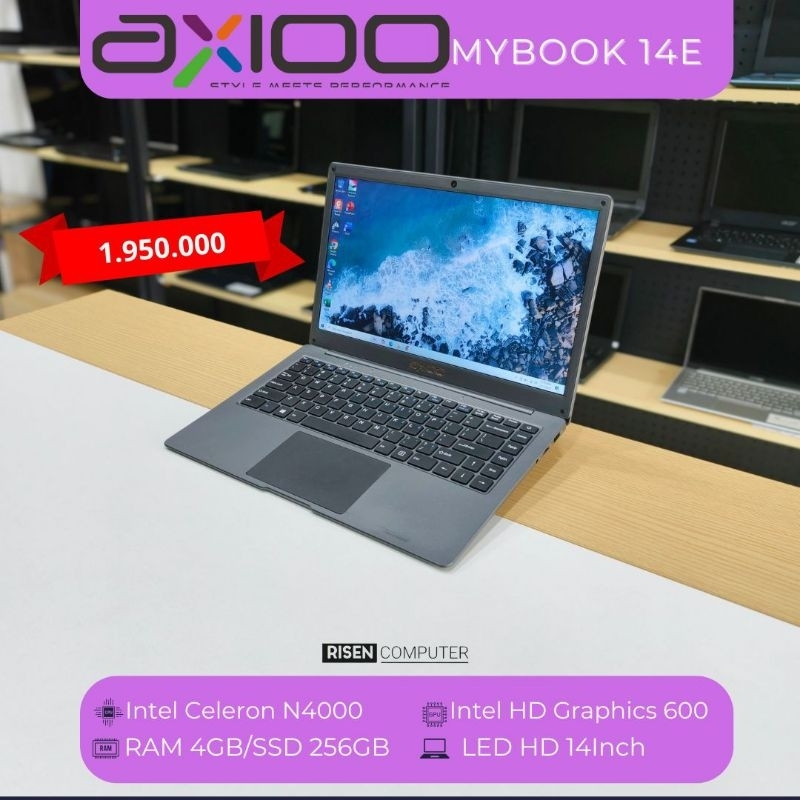 Second LAPTOP AXIOO MYBOOK 14E Intel Celeron N4000 RAM 4GB SSD 256GB Notebook 14inch Seken Bekas