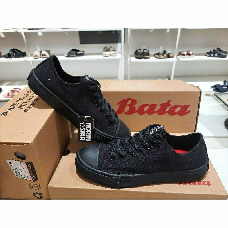 Sepatu Sekolah Full Black NORTH⭐STAR By Bata 589-6632