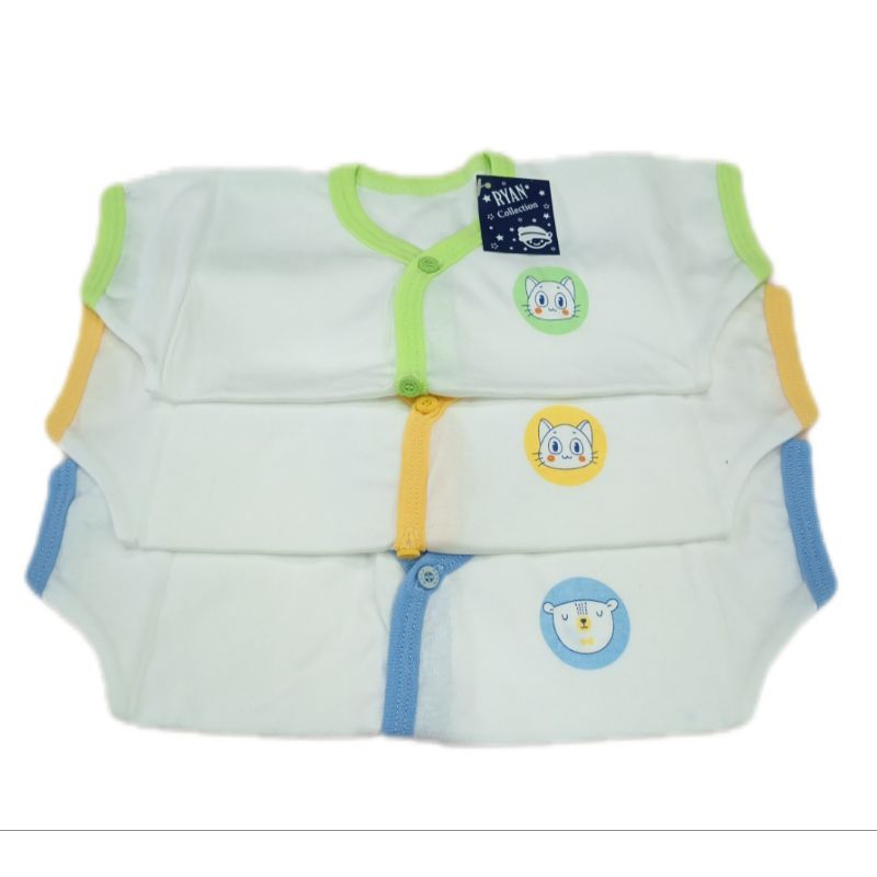 Ryan Collection Baju Pendek Bayi Baru lahir putih lis (1pcs)