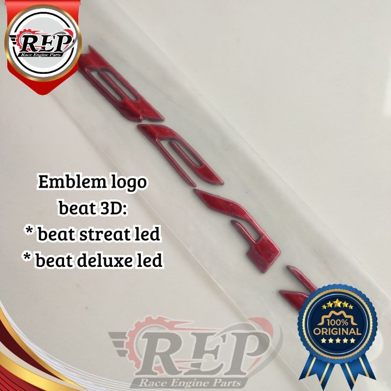 emblem logo 3D  tulisan beat warna merah original