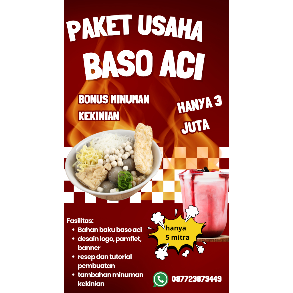 

PAKET USAHA BASO ACI & MINUMAN KEKINIAN – HANYA 3 JUTA!