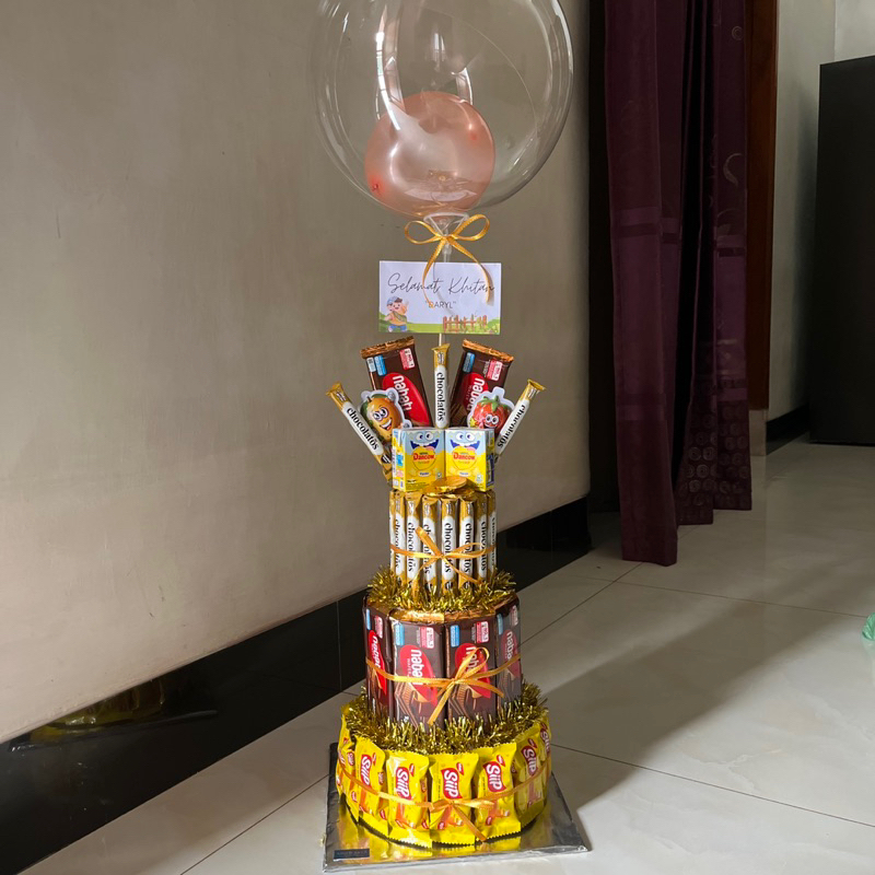 (bisa request‼️) SNACK TOWER BALON 3 TINGKAT BISA REQUEST / SNACK TOWER MURAH SIDOARJO SURABAYA