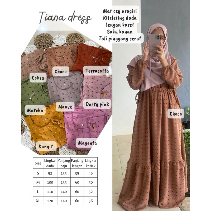 Tiana dress gamis serut bahan crinkle uragiri motif hati love