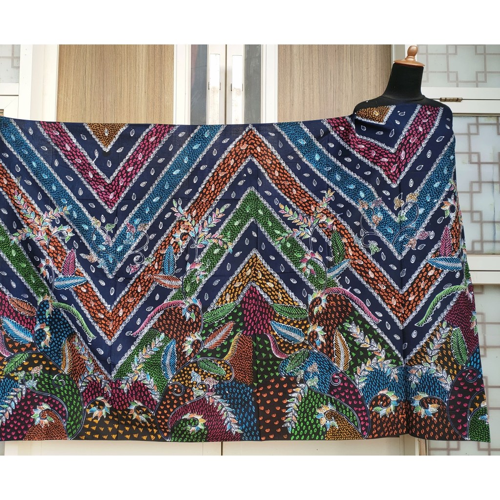 Batik umiromlah 1510236 Bahan Kain Batik Full Tulis Asli Canting pengrajin Madura Pamekasan Biru Don