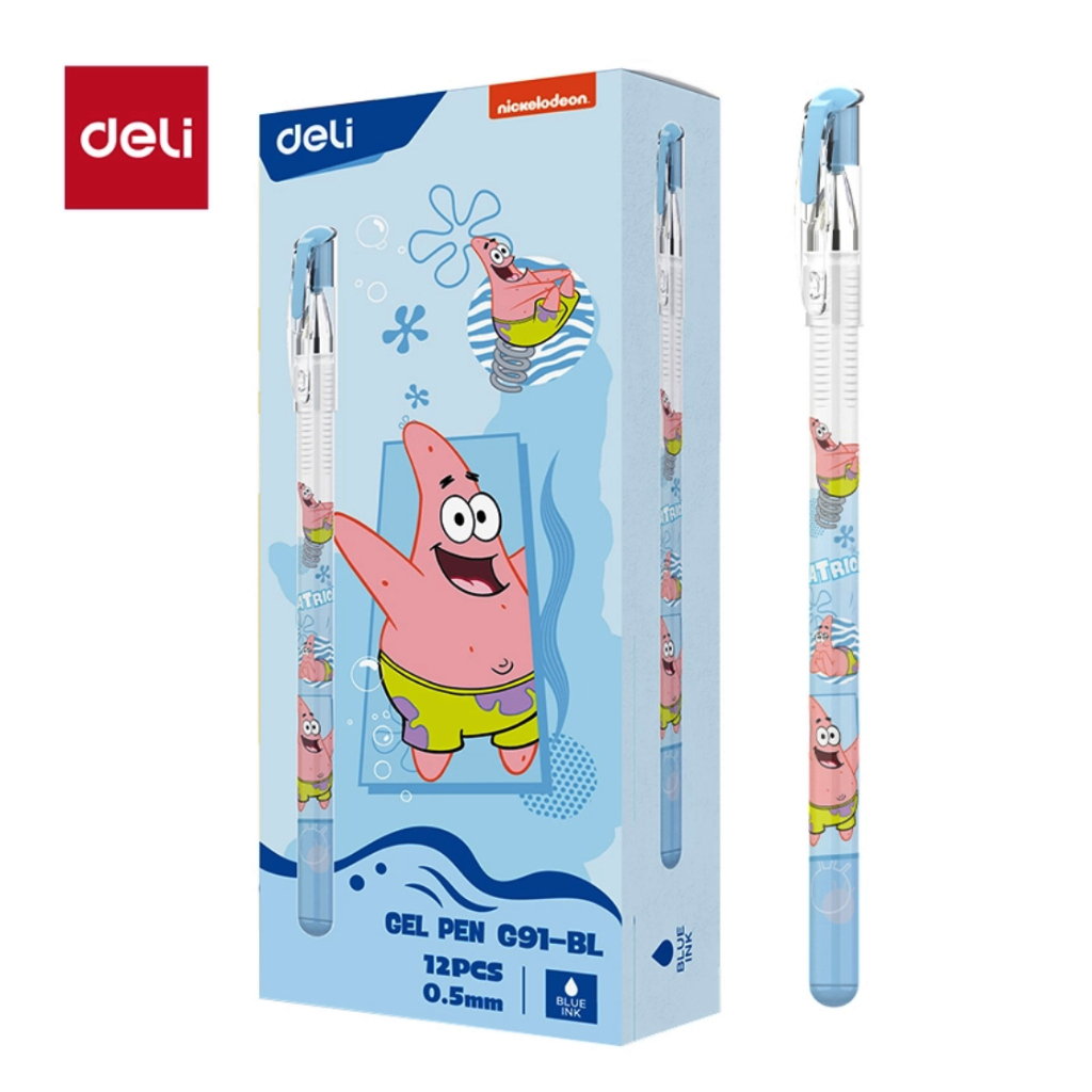 

ECER PULPEN GEL DELI 0.5MM KARAKTER PATRICK G91-BL TINTA BIRU