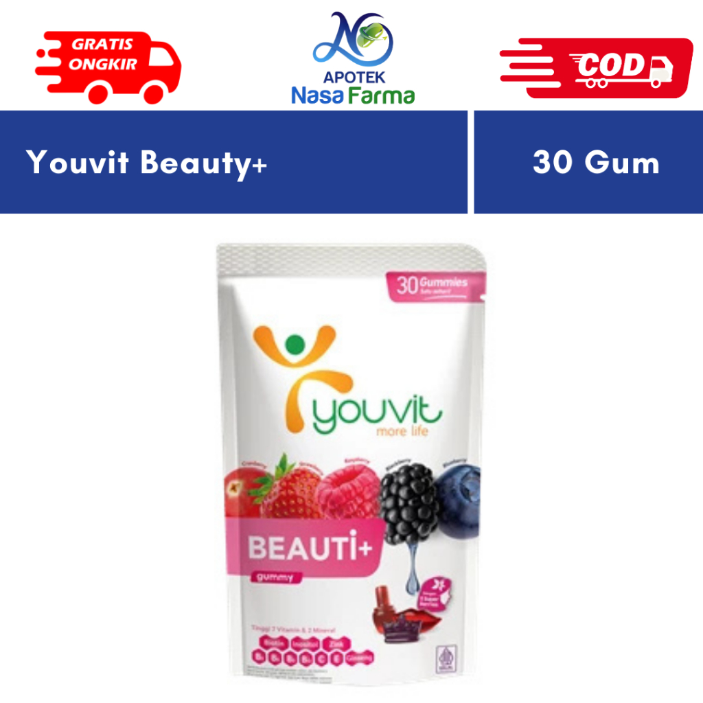Youvit Beauty+ @30 Gummies - Multivitamin Kesehatan Kulit Kuku dan Rambut