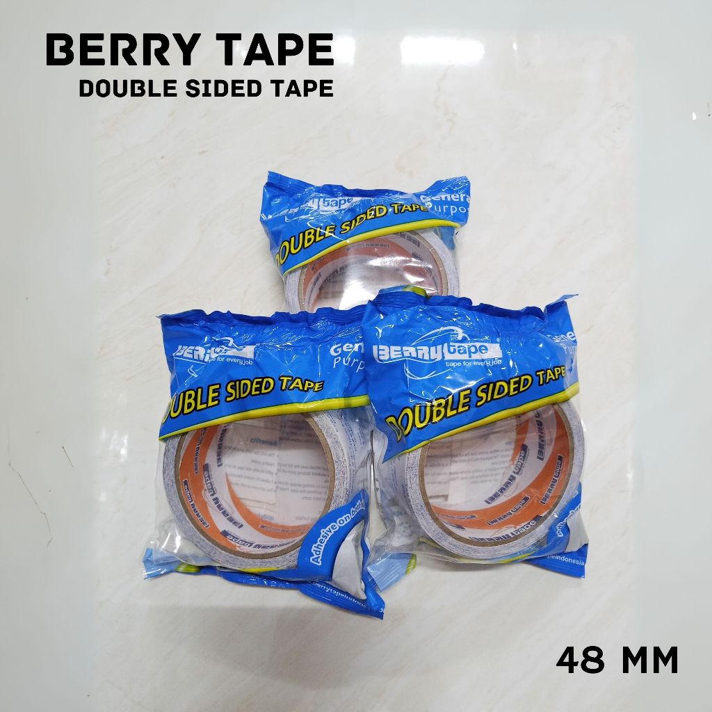 

DOUBLE TAPE BERRY 48 MM / Isolasi Selotip 2 Sisi Double Side Tape Berry 2" Inch 48 mm x 10 Yard